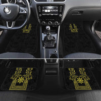 Philippines Barong Style Car Mats with Polynesian Art and Leaf Motif Black-Gold Color