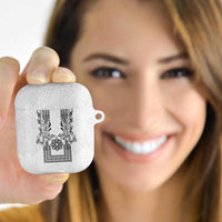Philippines Barong Style AirPods Case with Polynesian Art and Leaf Motif Black-White Color