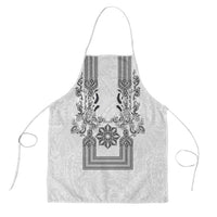 Philippines Barong Style Apron with Polynesian Art and Leaf Motif Black-White Color