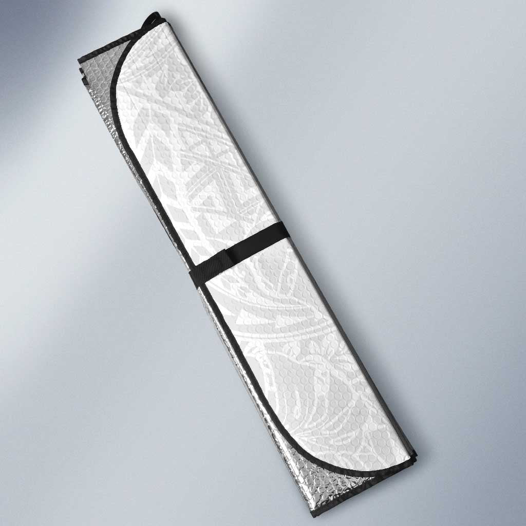 Philippines Barong Style Auto Sun Shade with Polynesian Art and Leaf Motif Black-White Color