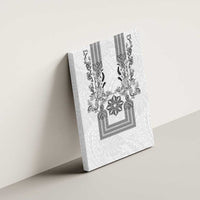 Philippines Barong Style Canvas Wall Art with Polynesian Art and Leaf Motif Black-White Color