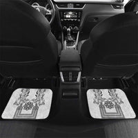 Philippines Barong Style Car Mats with Polynesian Art and Leaf Motif Black-White Color