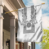 Philippines Barong Style Garden Flag with Polynesian Art and Leaf Motif Black-White Color