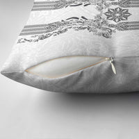 Philippines Barong Style Pillow Cover with Polynesian Art and Leaf Motif Black-White Color