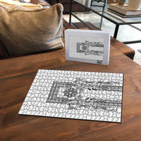 Philippines Barong Style Puzzle with Polynesian Art and Leaf Motif Black-White Color