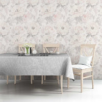 Philippines Barong Style Tablecloth with Polynesian Art and Leaf Motif Black-White Color