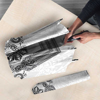 Philippines Barong Style Umbrella with Polynesian Art and Leaf Motif Black-White Color