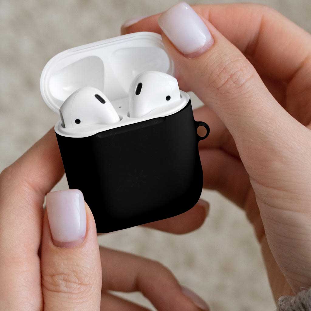 Philippines Barong Style AirPods Case with Polynesian Art and Leaf Motif Black Color
