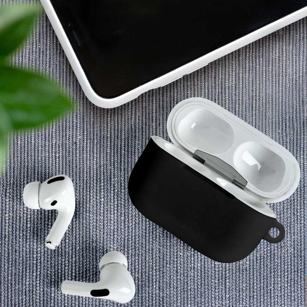 Philippines Barong Style AirPods Case with Polynesian Art and Leaf Motif Black Color