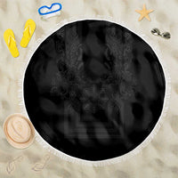 Philippines Barong Style Beach Blanket with Polynesian Art and Leaf Motif Black Color