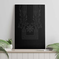 Philippines Barong Style Canvas Wall Art with Polynesian Art and Leaf Motif Black Color