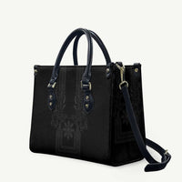 Philippines Barong Style Leather Bag with Polynesian Art and Leaf Motif Black Color