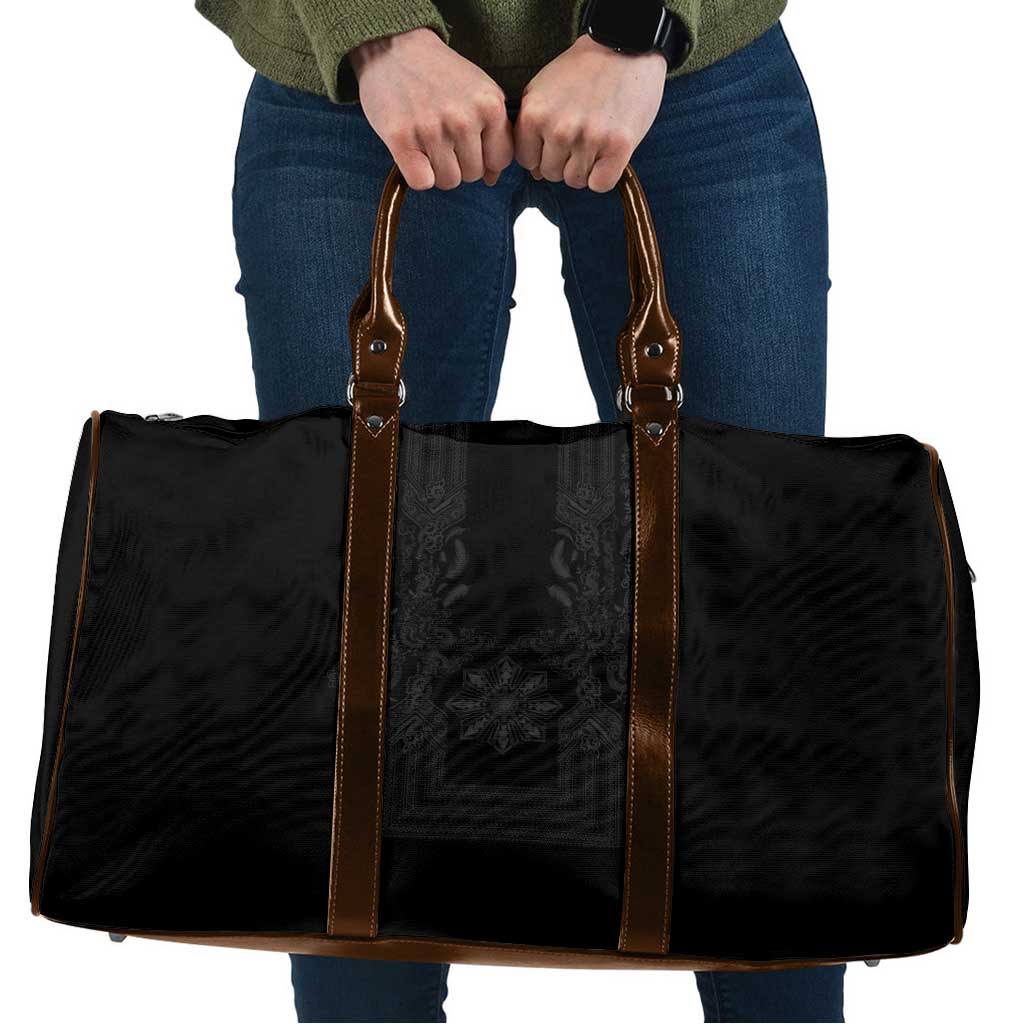 Philippines Barong Style Travel Bag with Polynesian Art and Leaf Motif Black Color