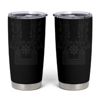 Philippines Barong Style Tumbler Cup with Polynesian Art and Leaf Motif Black Color