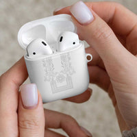 Philippines Barong Style AirPods Case with Polynesian Art and Leaf Motif White Color
