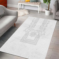 Philippines Barong Style Area Rug with Polynesian Art and Leaf Motif White Color