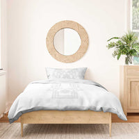 Philippines Barong Style Bedding Set with Polynesian Art and Leaf Motif White Color