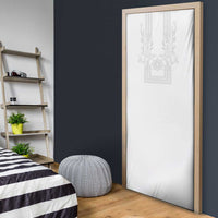 Philippines Barong Style Door Cover with Polynesian Art and Leaf Motif White Color