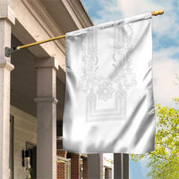 Philippines Barong Style Garden Flag with Polynesian Art and Leaf Motif White Color