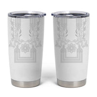 Philippines Barong Style Tumbler Cup with Polynesian Art and Leaf Motif White Color