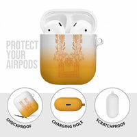 Philippines Barong Style AirPods Case with Polynesian Art and Leaf Motif Yellow Color