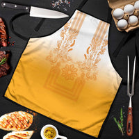 Philippines Barong Style Apron with Polynesian Art and Leaf Motif Yellow Color