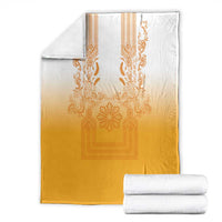 Philippines Barong Style Blanket with Polynesian Art and Leaf Motif Yellow Color