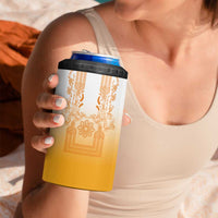 Philippines Barong Style 4 in 1 Can Cooler Tumbler with Polynesian Art and Leaf Motif Yellow Color