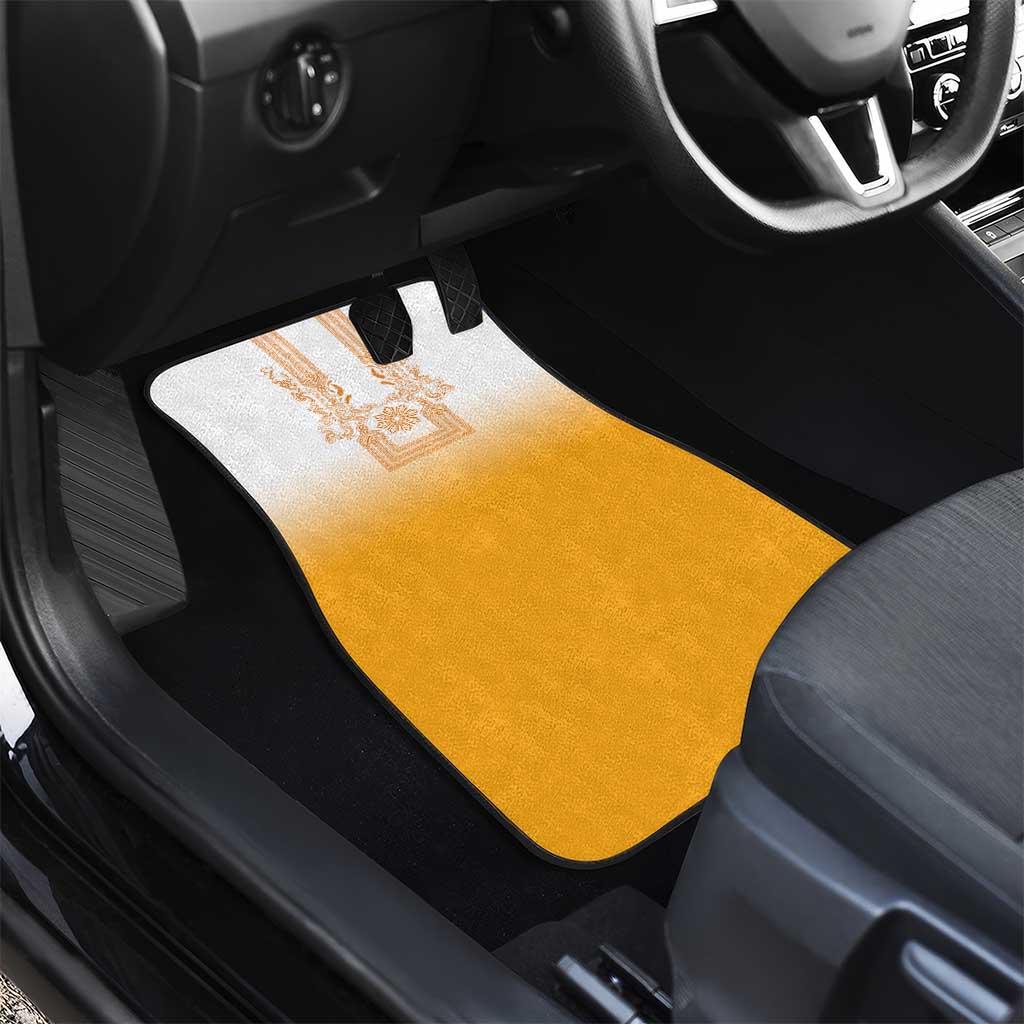 Philippines Barong Style Car Mats with Polynesian Art and Leaf Motif Yellow Color