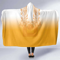 Philippines Barong Style Hooded Blanket with Polynesian Art and Leaf Motif Yellow Color