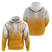 Philippines Barong Style Hoodie with Polynesian Art and Leaf Motif Yellow Color