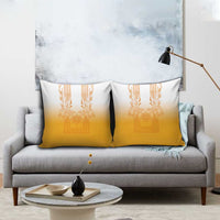 Philippines Barong Style Pillow Cover with Polynesian Art and Leaf Motif Yellow Color