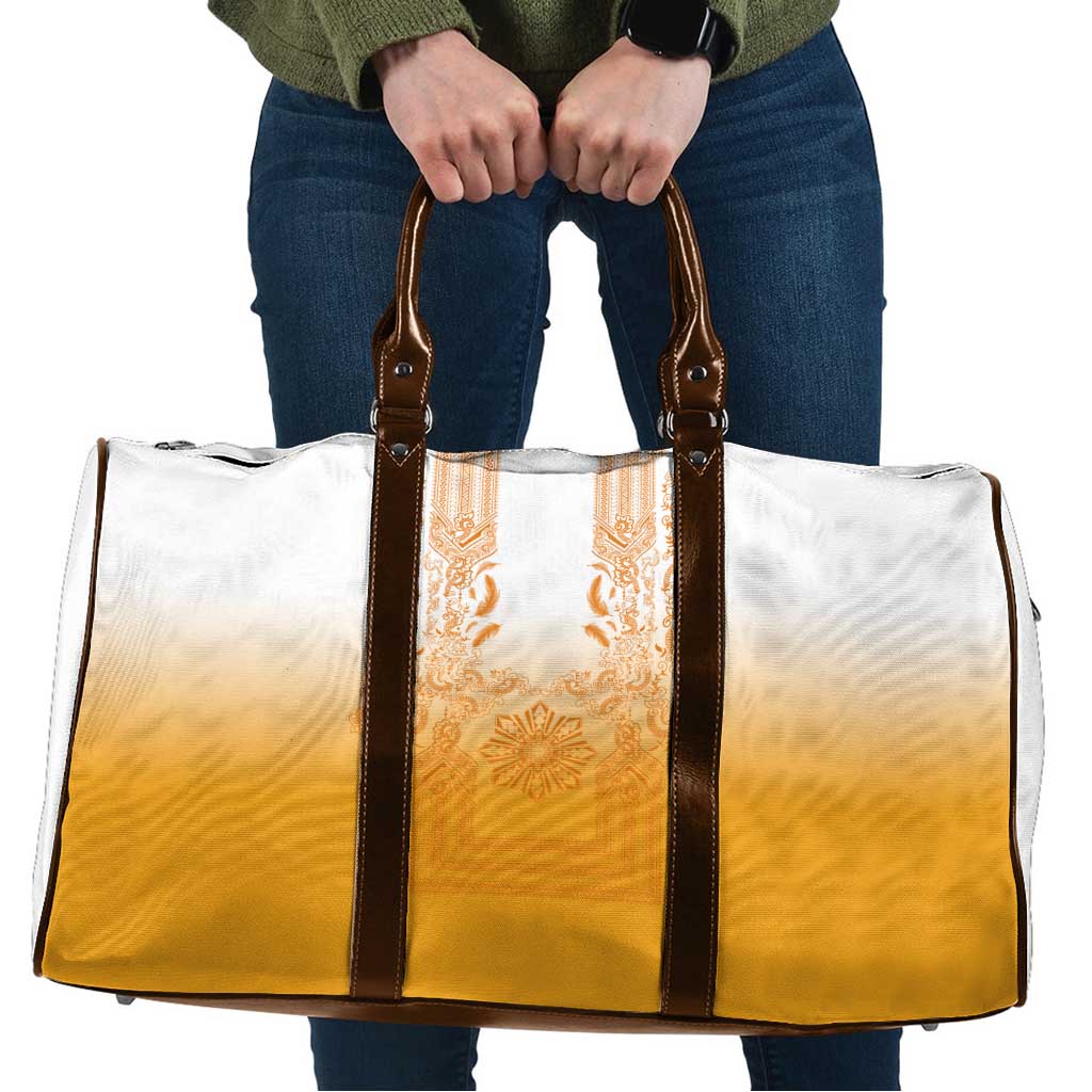 Philippines Barong Style Travel Bag with Polynesian Art and Leaf Motif Yellow Color