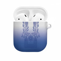 Philippines Barong Style AirPods Case with Polynesian Art and Leaf Motif Blue Color