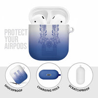 Philippines Barong Style AirPods Case with Polynesian Art and Leaf Motif Blue Color