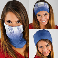 Philippines Barong Style Neck Gaiter with Polynesian Art and Leaf Motif Blue Color