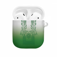 Philippines Barong Style AirPods Case with Polynesian Art and Leaf Motif Green Color