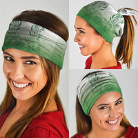 Philippines Barong Style Neck Gaiter with Polynesian Art and Leaf Motif Green Color