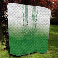 Philippines Barong Style Quilt with Polynesian Art and Leaf Motif Green Color
