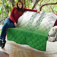 Philippines Barong Style Quilt with Polynesian Art and Leaf Motif Green Color