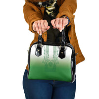 Philippines Barong Style Shoulder Handbag with Polynesian Art and Leaf Motif Green Color