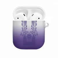 Philippines Barong Style AirPods Case with Polynesian Art and Leaf Motif Purple Color