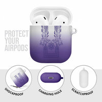 Philippines Barong Style AirPods Case with Polynesian Art and Leaf Motif Purple Color