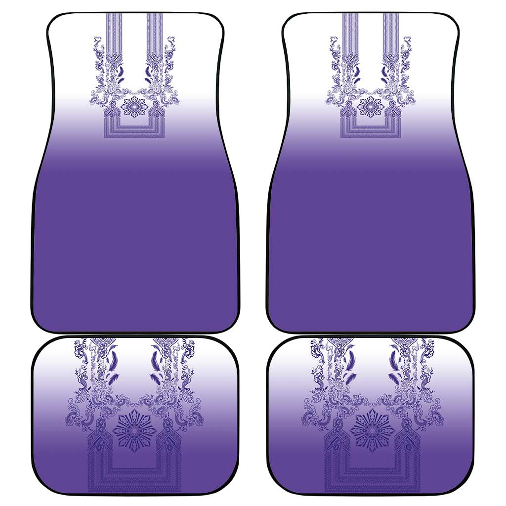 Philippines Barong Style Car Mats with Polynesian Art and Leaf Motif Purple Color