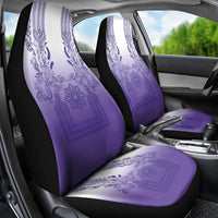 Philippines Barong Style Car Seat Cover with Polynesian Art and Leaf Motif Purple Color