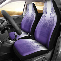 Philippines Barong Style Car Seat Cover with Polynesian Art and Leaf Motif Purple Color