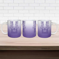 Philippines Barong Style Ceramic Mug with Polynesian Art and Leaf Motif Purple Color