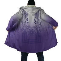 Philippines Barong Style Cloak with Polynesian Art and Leaf Motif Purple Color