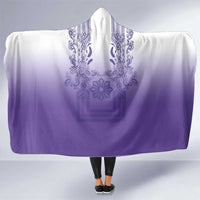 Philippines Barong Style Hooded Blanket with Polynesian Art and Leaf Motif Purple Color