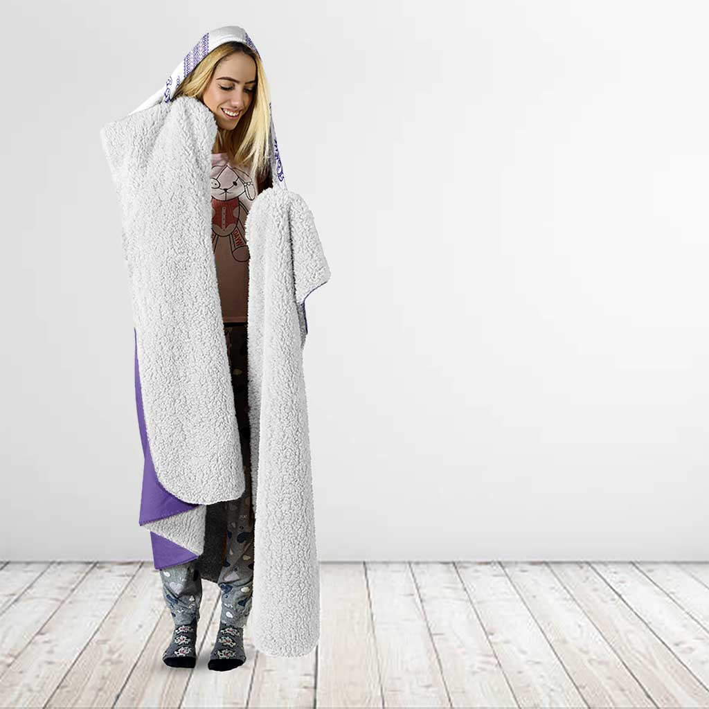 Philippines Barong Style Hooded Blanket with Polynesian Art and Leaf Motif Purple Color